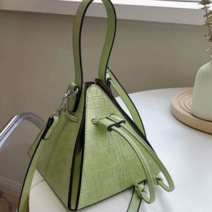 Croc Embossed Drawstring Pyramid Bag